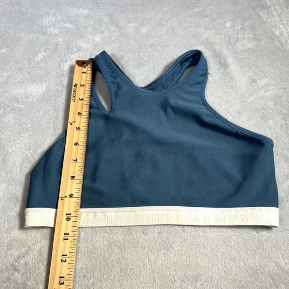 Under Armour Sports Bra‎ Womens M Blue High Neck Cutout Racerback Athletic Gym